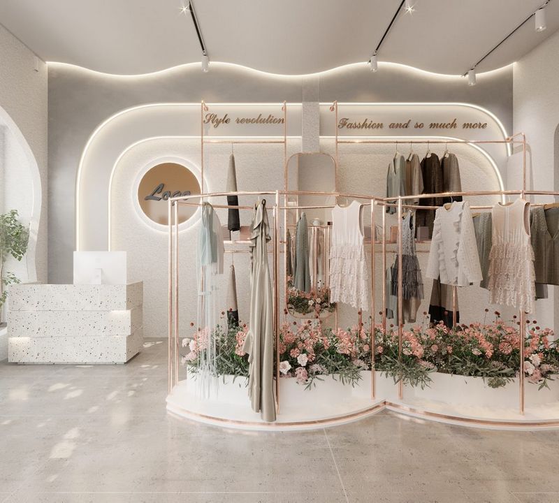 Thiết kế shop thời trang tông vàng Thiết kế shop thời trang tông vàng