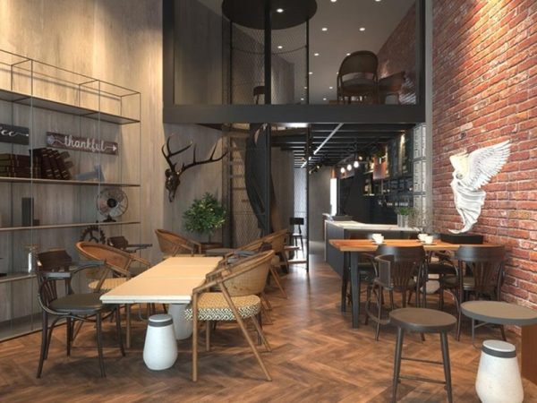 Thiết kế quán cafe gác lửng tại Long Biên cho anh Bình