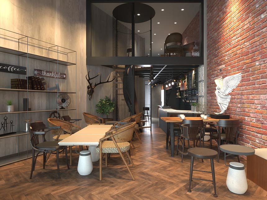 Thiết kế quán cafe gác lửng tại Long Biên cho anh Bình