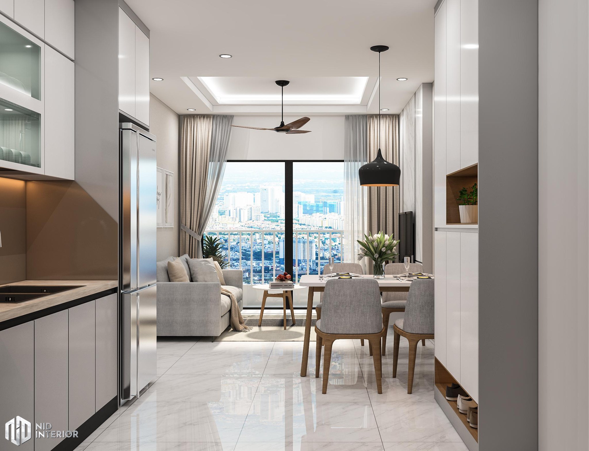 Căn hộ 2 phòng ngủ phong cách hiện đại