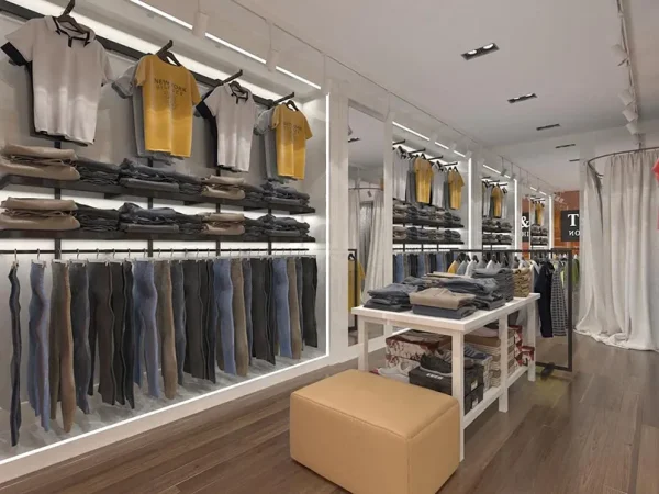 Mẫu thiết kế cửa hàng quần áo nam 50m2 nhỏ gọn của Anh Long tại Quận 8
