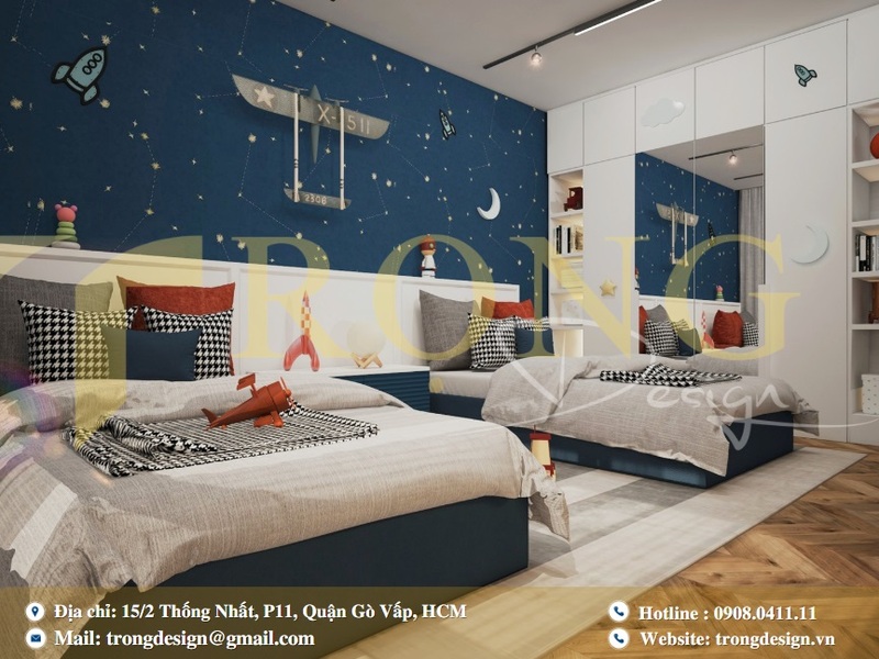 Phòng ngủ trẻ em với màu sắc tươi sáng và sáng tạo