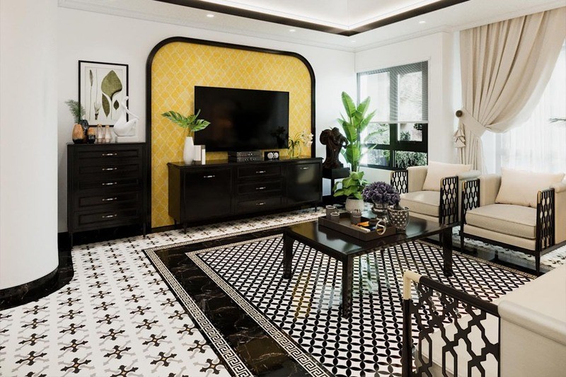 Thiết kế phòng khách mang phong cách Indochine
