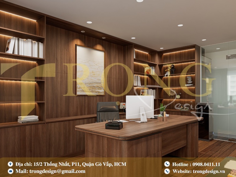 Phòng giám đốc sang trọng, thể hiện quyền uy.