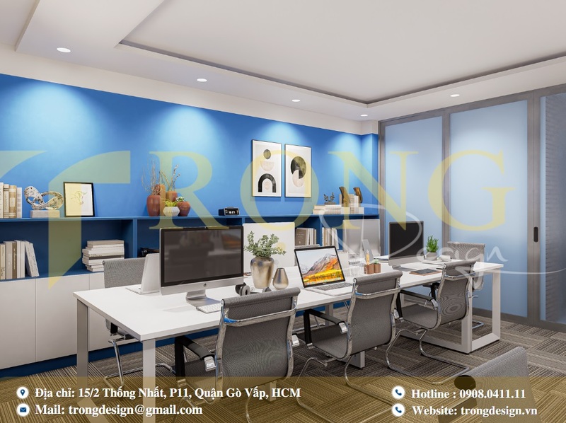 Không gian văn phòng hiện đại với nội thất tối giản, tinh tế.