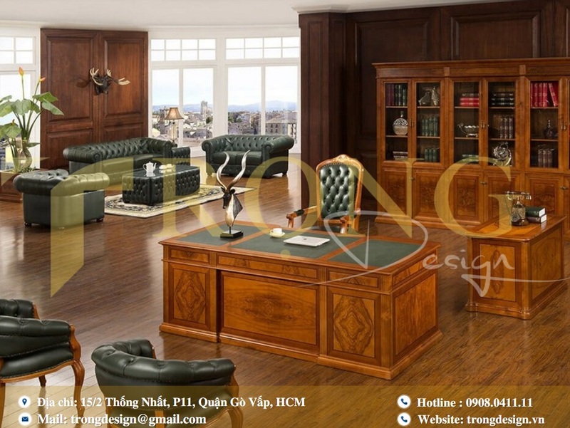 Văn phòng vừa với không gian linh hoạt, cổ điển trang trọng.