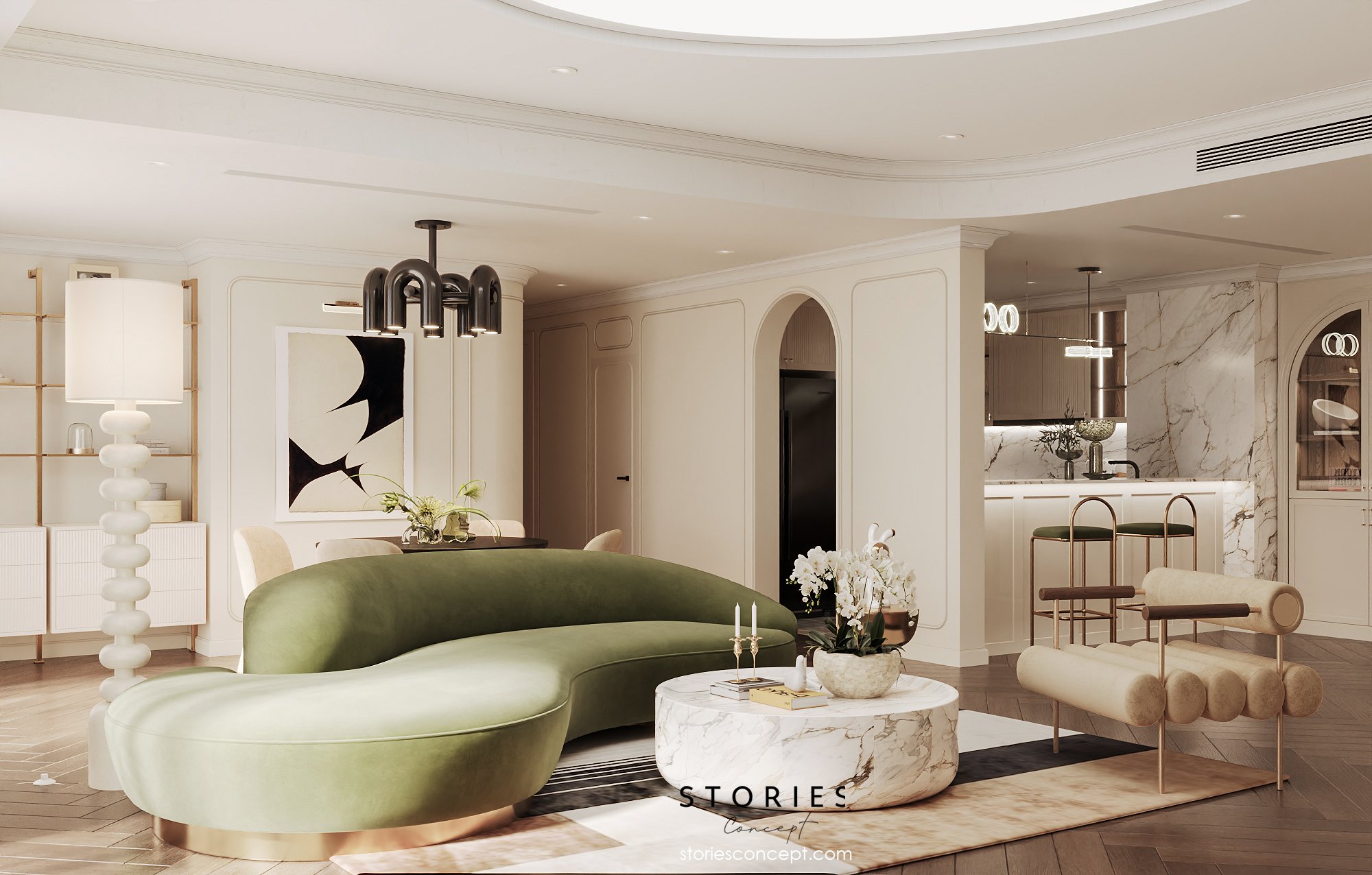 2 thi công căn hộ The River Thủ Thiêm phong cách Parisian Chic | Trọng Design