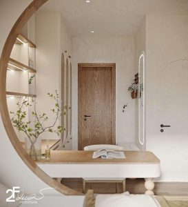 Góc phòng ngủ thiết kế Wabi Sabi dự án Mizuki Park ở Bình Chánh - Trọng Desig