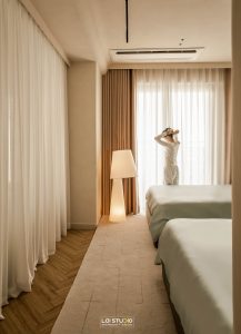 Phòng ngủ 2 giường chung cư phong cách Wabi Sabi sang trọng - Trọng Design