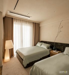 Thiết kế Phòng ngủ 2 giường chung cư phong cách Wabi Sabi sang trọng - Trọng Design