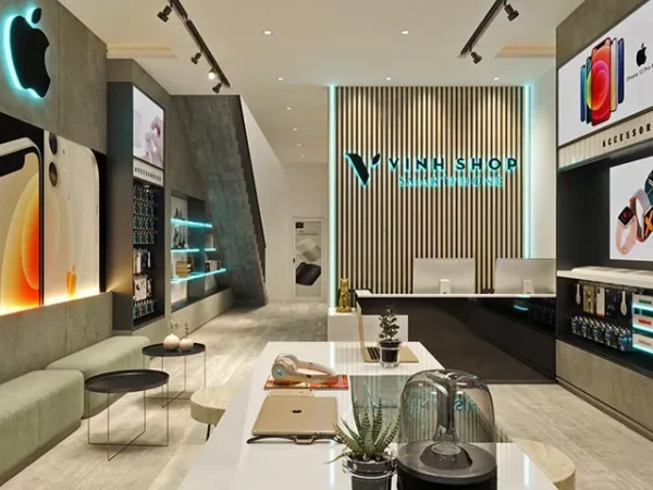 Thiết kế cửa hàng điện thoại Vinh shop