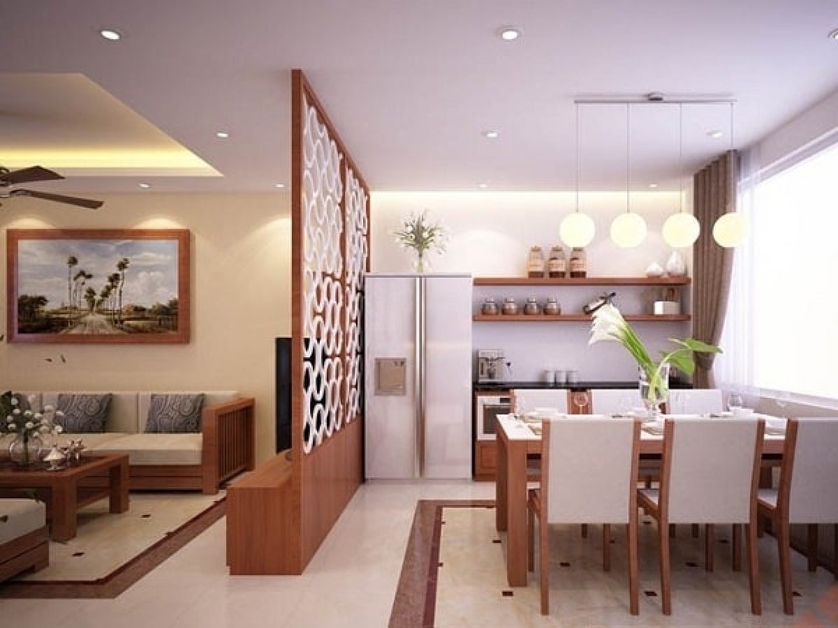 Mẫu bếp với vách ngăn đơn giản Mẫu bếp với vách ngăn đơn giản