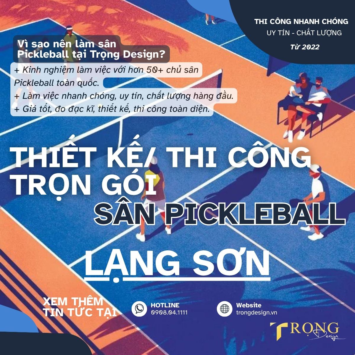 THIẾT KẾ_ THI CÔNG TRỌN GÓI SÂN PICKLEBALL LẠNG SƠN _ Trọng Design
