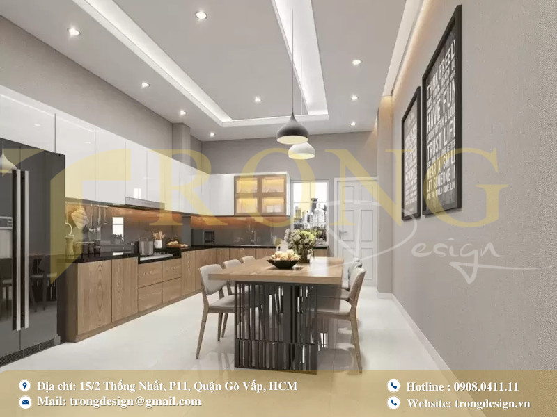 Combo thiết kế nội thất và bếp nhà ống