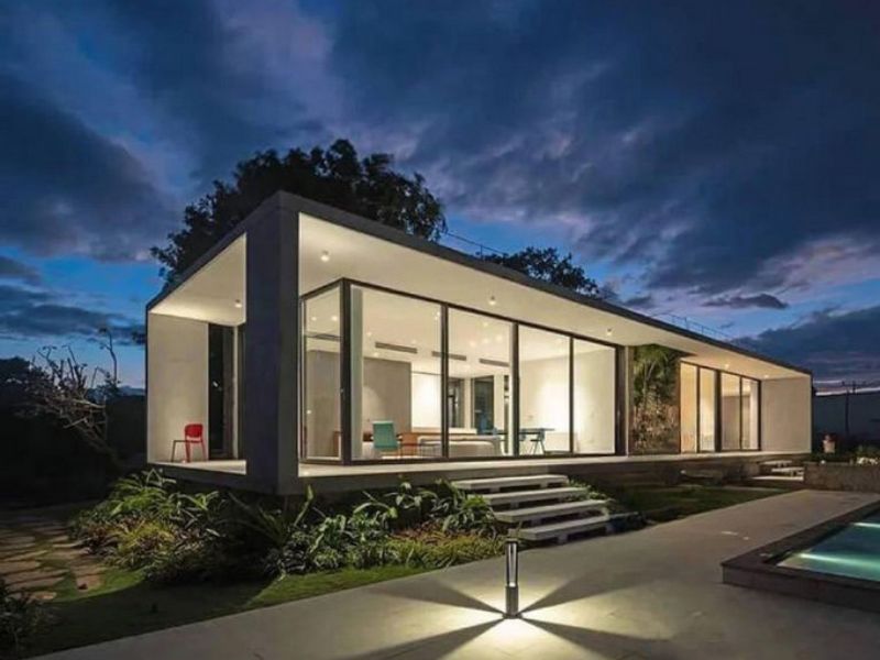 Thiết kế nhà tiền chế (nhà khung thép) cấp 4 và kính cường lực