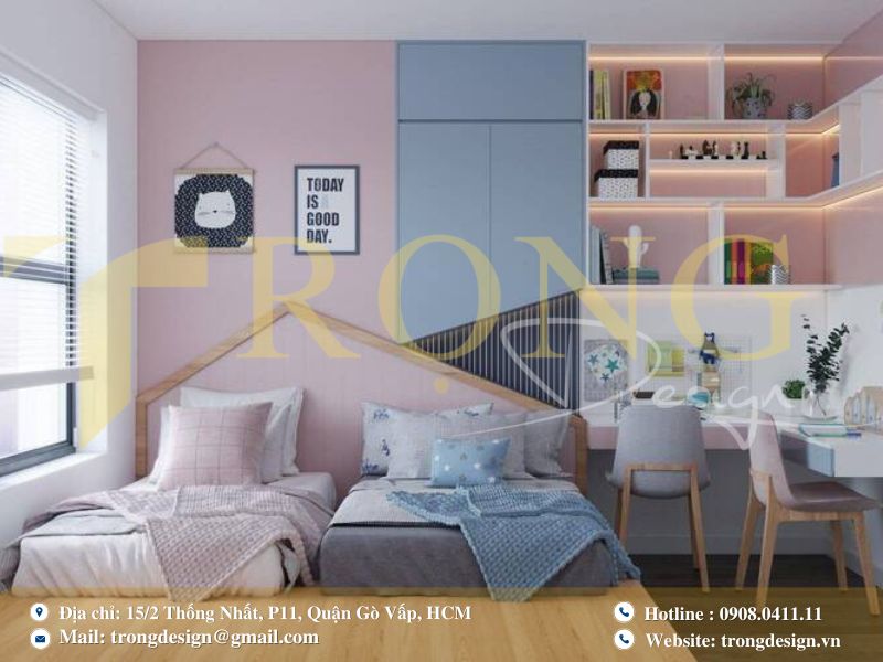 Mẫu thiết kế cho phòng ngủ nhỏ bé trai và bé gái