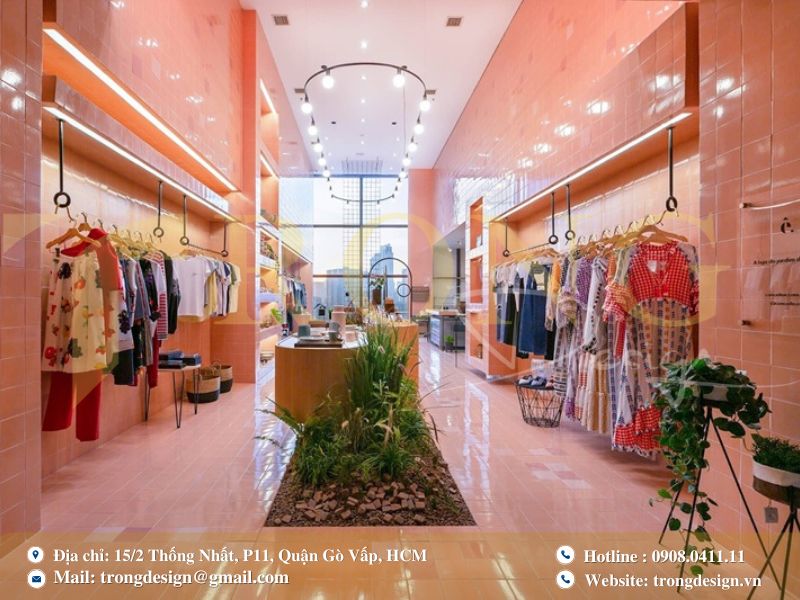 Thiết kế shop thời trang hiện đại kết hợp thiên nhiên