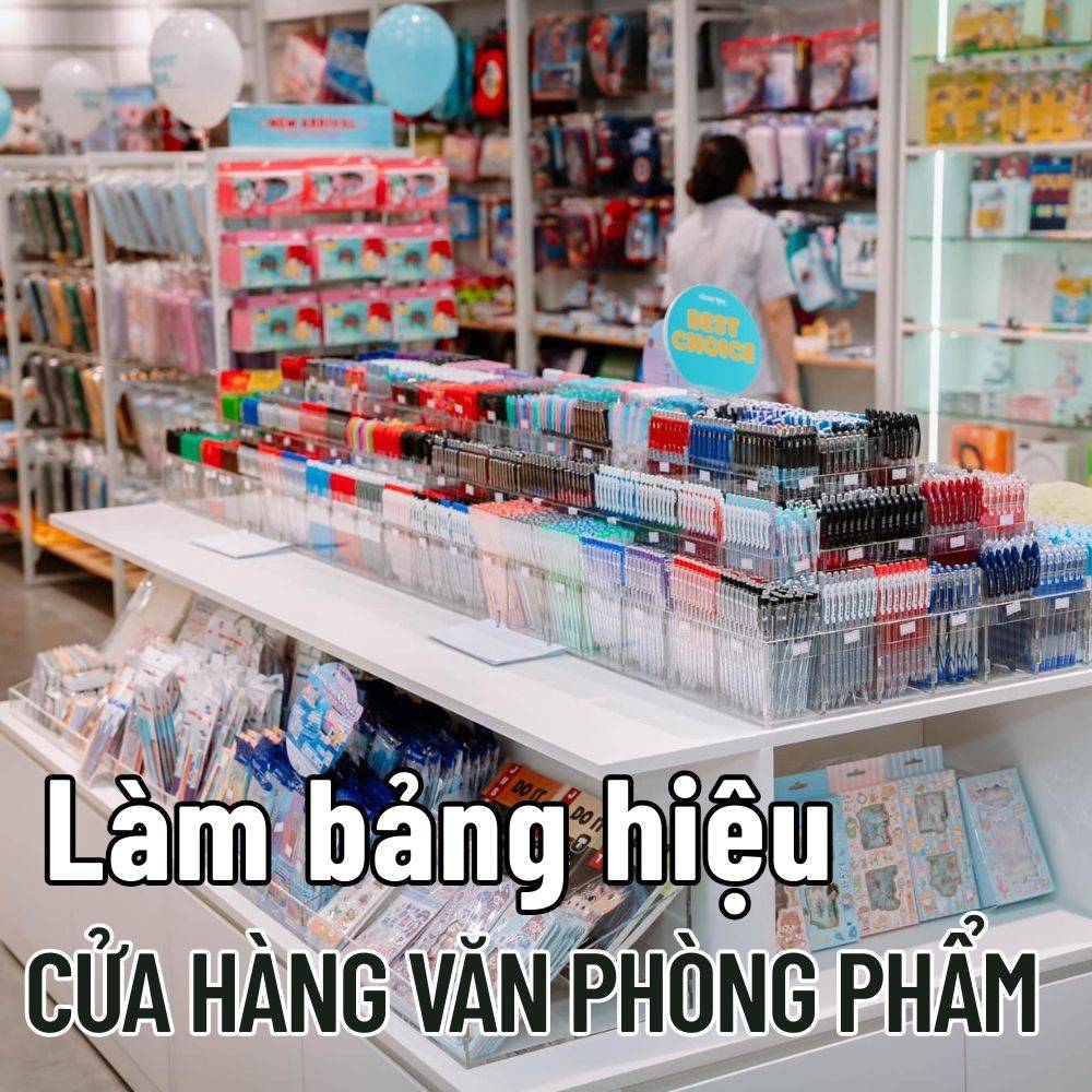 44 Thi công_ Làm bảng hiệu Cửa hàng văn phòng phẩm đẹp, hiện đại giá tốt _ Trọng Design