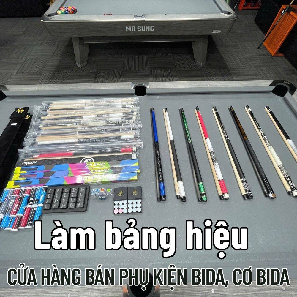 57 Thi công_ Làm bảng hiệu Cửa hàng bán phụ kiện bida, cơ bida đẹp,hiện đại thu hút giá tốt _ Trọng Design