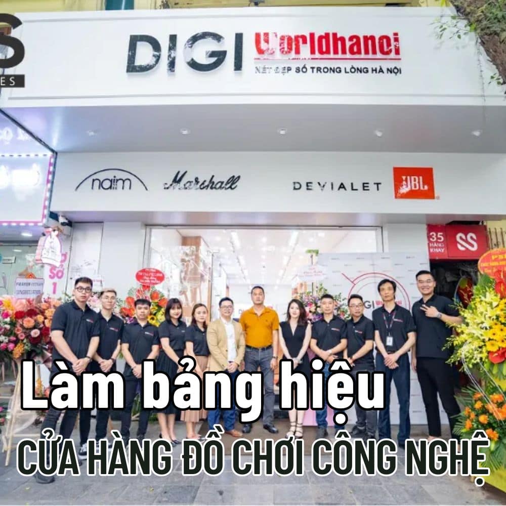 Thi công Làm bảng hiệu Cửa hàng đồ chơi công nghệ đẹp, thu hút hiện đại giá tốt Trọng Design
