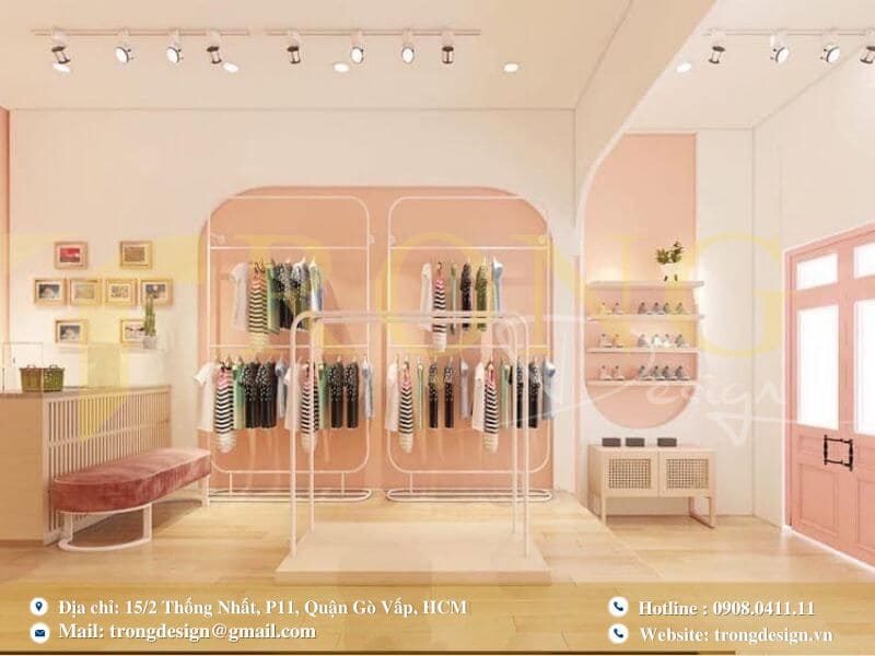 Thiết kế shop Thời trang nữ trẻ trung với tone pastel