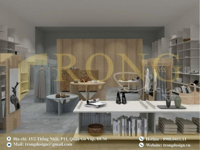 Thiết kế cửa hàng thời trang với phong cách hiện đại và tối giản.