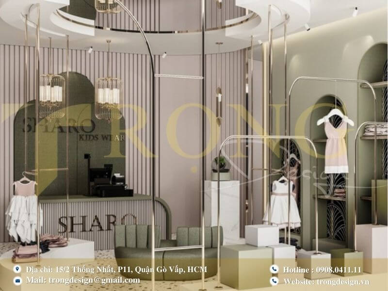 Cửa hàng với thiết kế sang trọng và thanh lịch cho trẻ em.