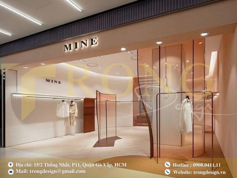 Thiết kế cửa hàng hiện đại và ấm áp với tông màu trắng và cam đất