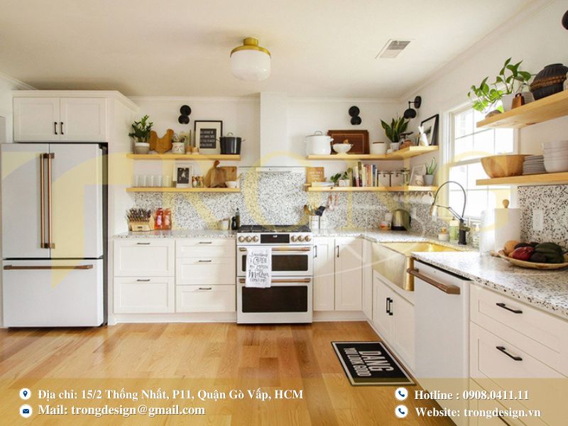 Mẫu bếp tối giản kiểu Hàn Quốc – nhẹ nhàng và tiện nghi