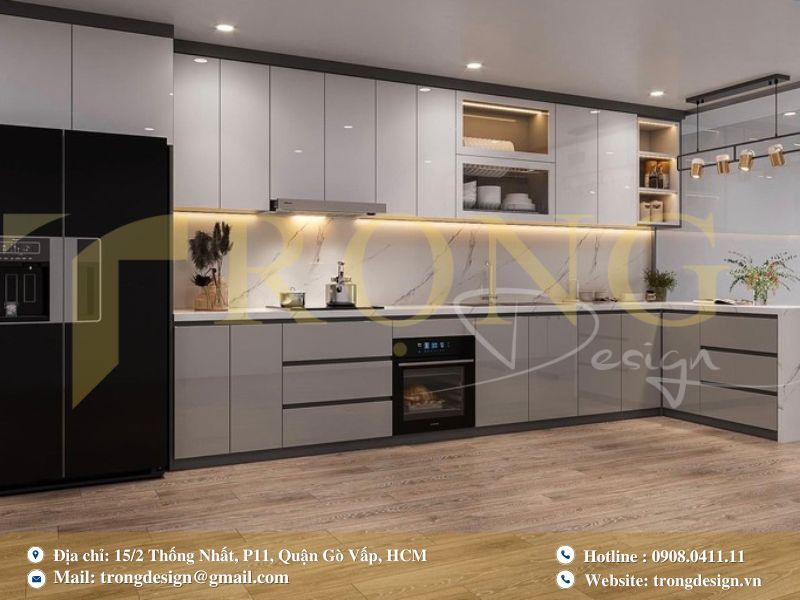 Mẫu bếp thông minh tích hợp thiết bị hiện đại