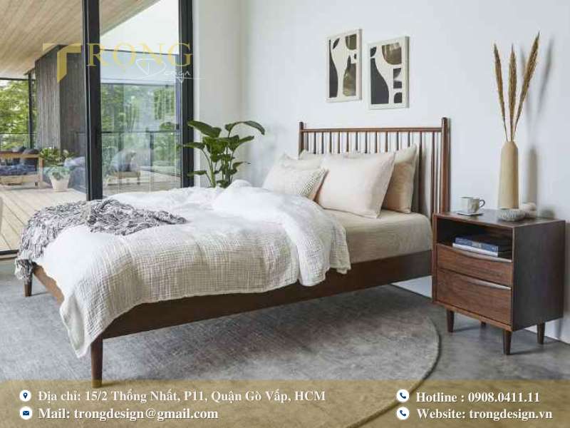 Tối giản hiện đại với tông trung tính, mảng xanh lam và thiết kế ánh sáng mang đến sự cân bằng thị giác.