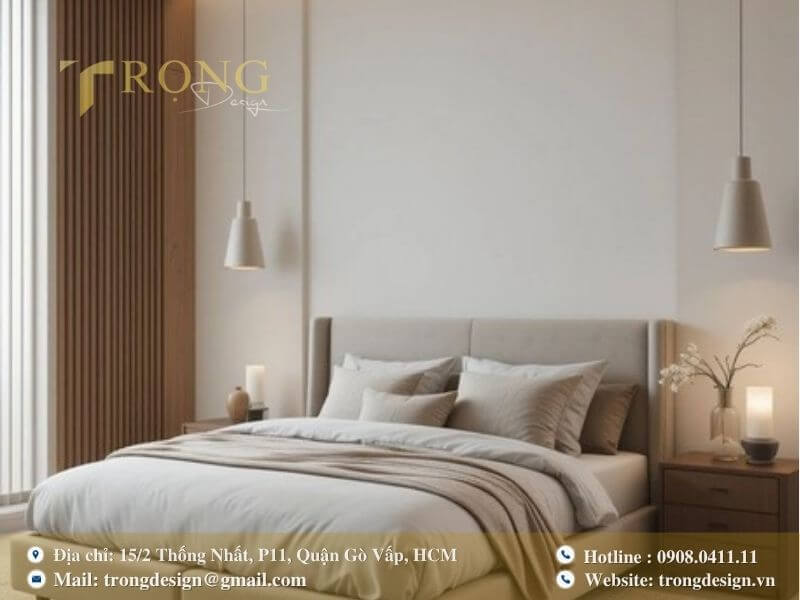 Hiện đại, nhẹ nhàng với sự pha trộn trắng, be và gỗ.