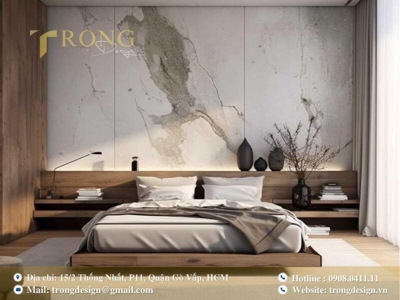 Phòng ngủ hiện đại tối giản với nội thất gỗ tự nhiên.