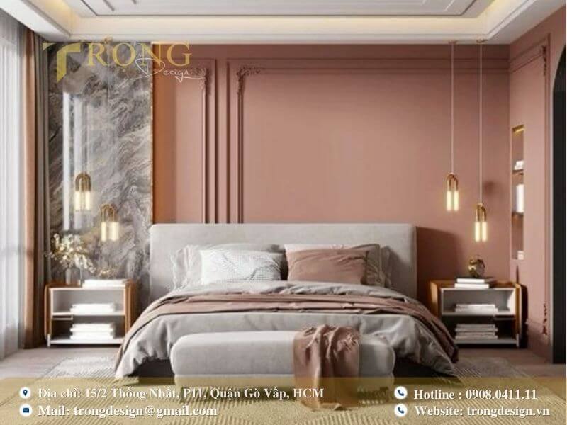 Nữ tính và hiện đại với gam màu hồng đất dịu nhẹ.