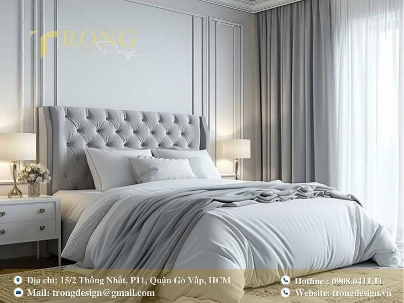Thanh lịch và tinh tế với gam màu trắng xám.