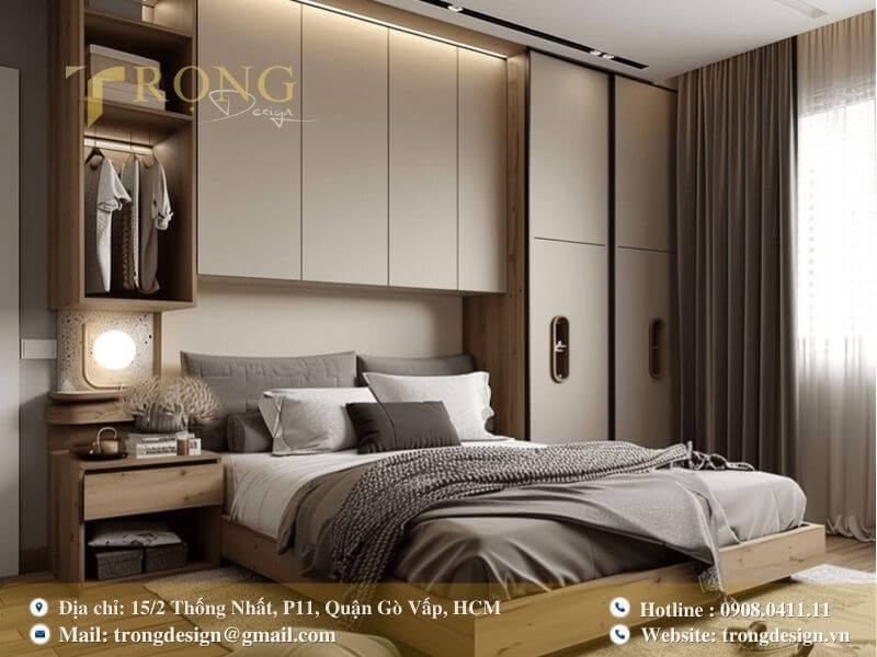 Phòng ngủ tối giản chú trọng chức năng và sự tinh gọn.