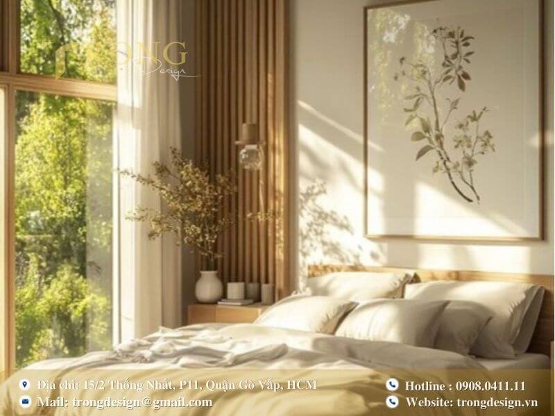 Không gian tối giản, tràn ngập ánh sáng tự nhiên và sự tươi mới.