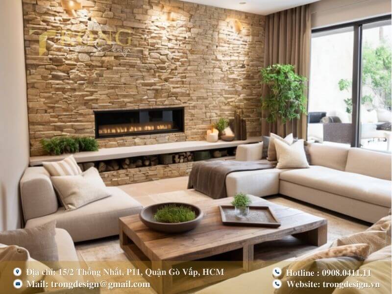 Nét mộc mạc và sang trọng từ chất liệu đá tự nhiên.
