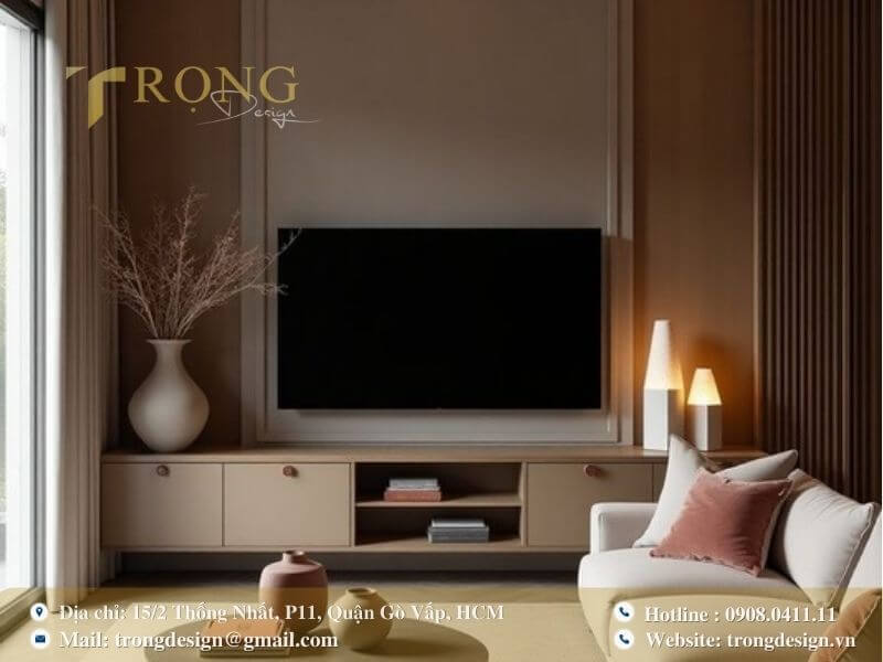 Sự kết hợp của các tông màu trung tính và vật liệu cao cấp.