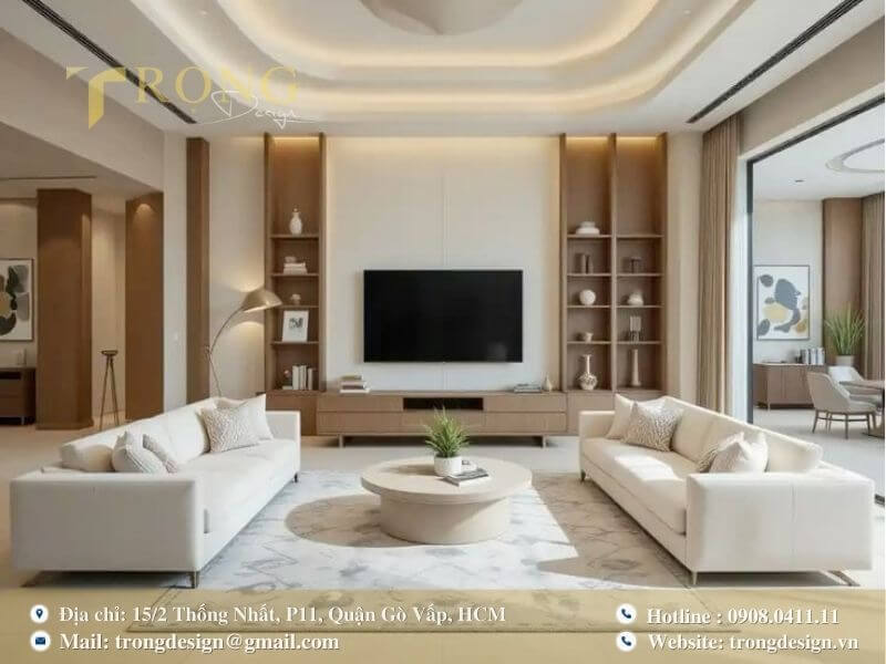 Thiết kế mở với các khu vực chức năng được phân chia hợp lý.