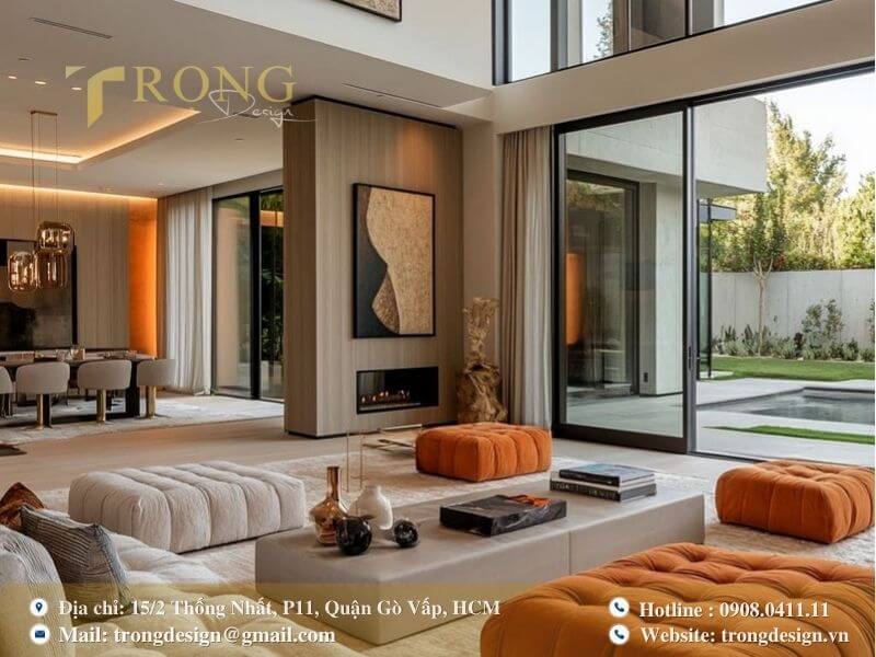 Sự kết hợp độc đáo giữa màu sắc cá tính và không gian mở hiện đại.