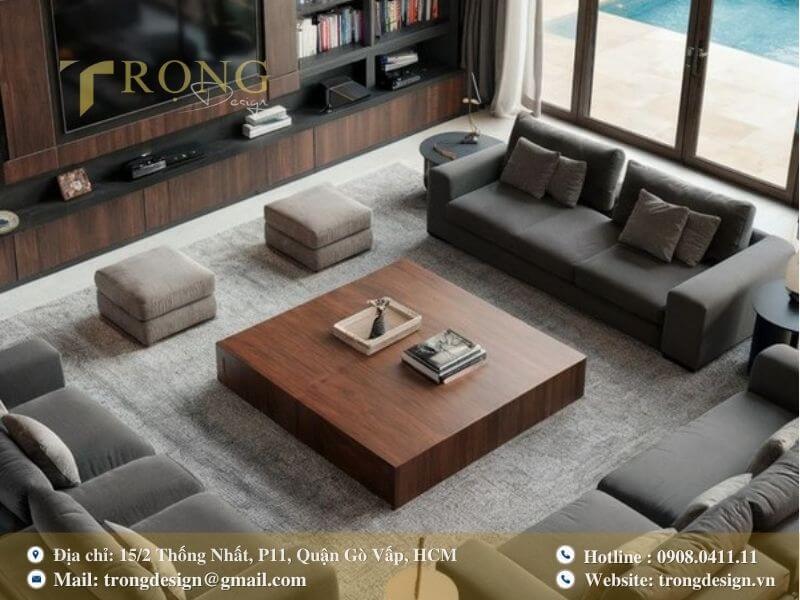 Vẻ đẹp hiện đại, ấm cúng toát lên từ sự kết hợp của gỗ tự nhiên và thiết kế tối giản.