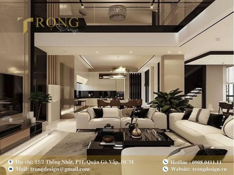 Phong cách hiện đại với sự tương phản mạnh mẽ của hai gam màu đen trắng.