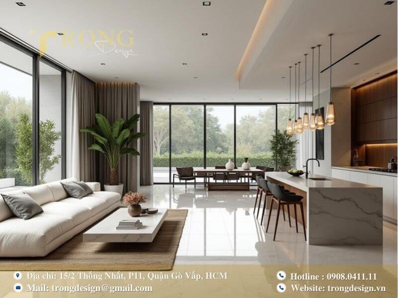 Không gian sống mở, sang trọng và hiện đại.