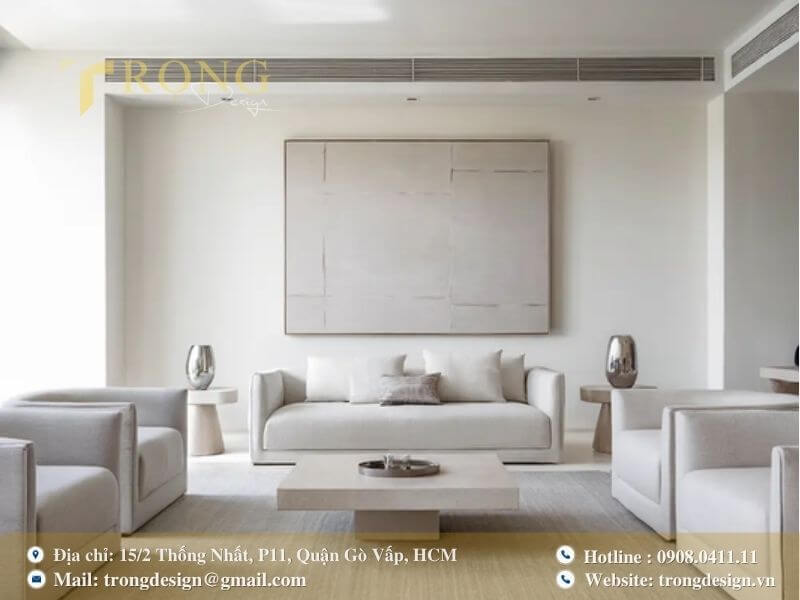 Sự tinh tế của phong cách tối giản với các gam màu trung tính và bố cục đối xứng.