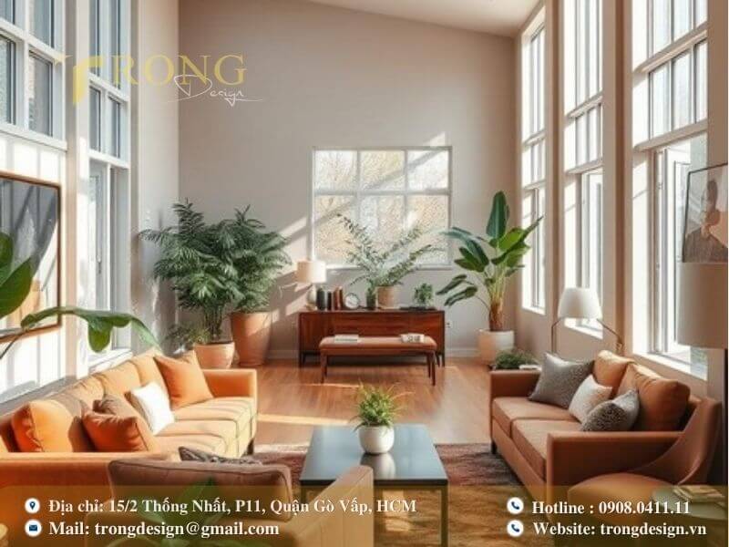 Không gian sống mở, ấm áp và gần gũi với thiên nhiên.