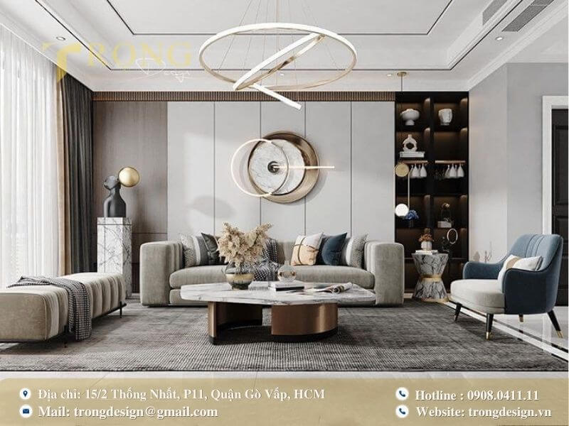 Phong cách hiện đại, tối giản và sang trọng với các chi tiết hình học.