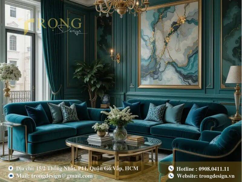 Không gian cổ điển, sang trọng với thảm trải sàn tinh xảo và kệ sách trang nhã.