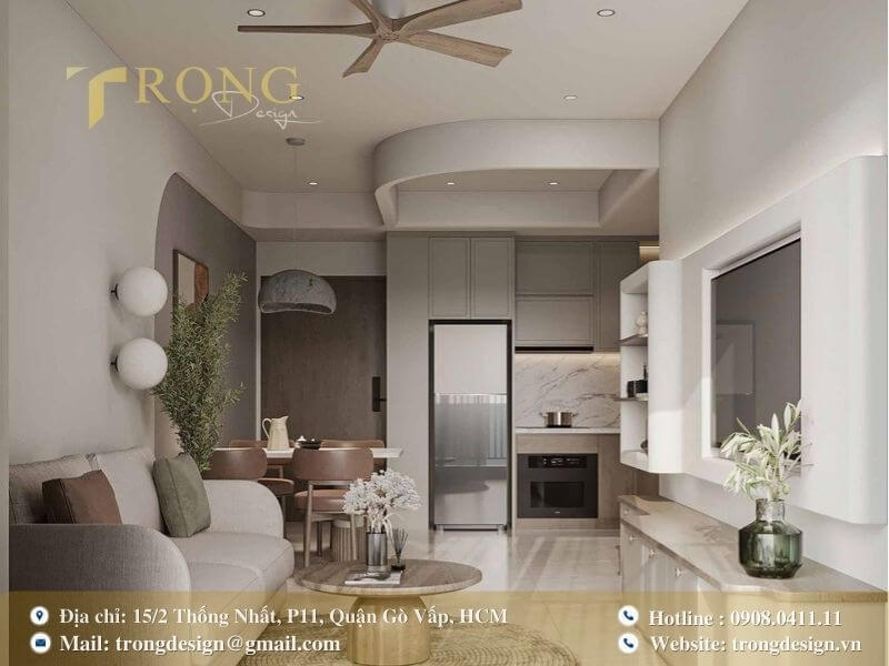 Không gian sống hiện đại với những đường cong mềm mại và tinh tế.