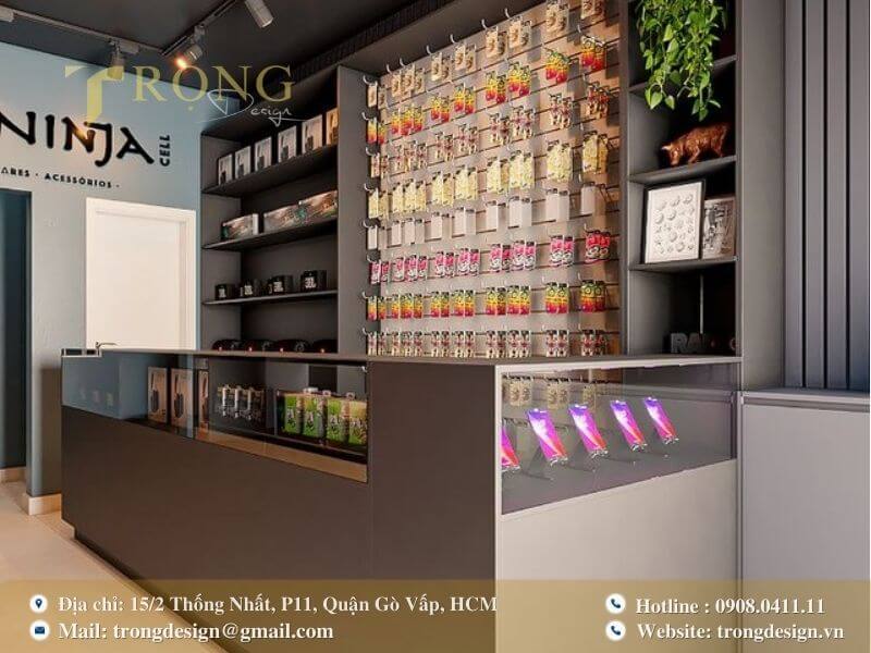 Thiết kế nhỏ gọn, tối giản, tập trung trưng bày sản phẩm một cách hiệu quả.